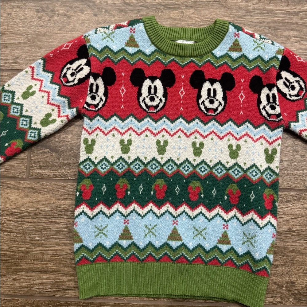 Disney Store Colorful Mickey Mouse Christmas Sweater